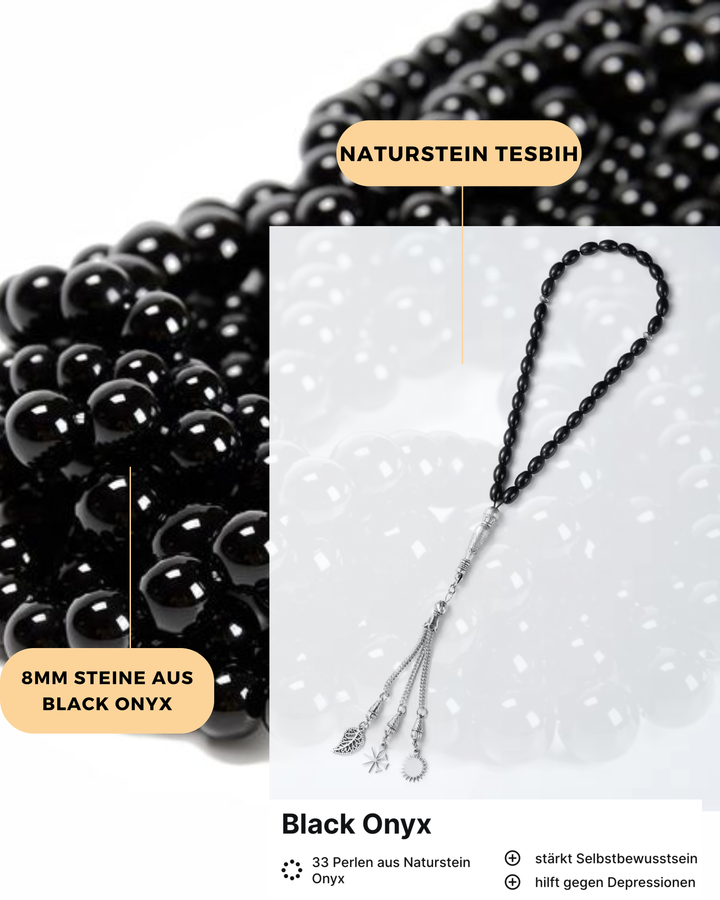 Oval Black Onyx Tesbih